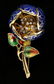 AN ANIMATED 14K ENAMEL FLOWER BROOCH WITH DIAMONDS - 2