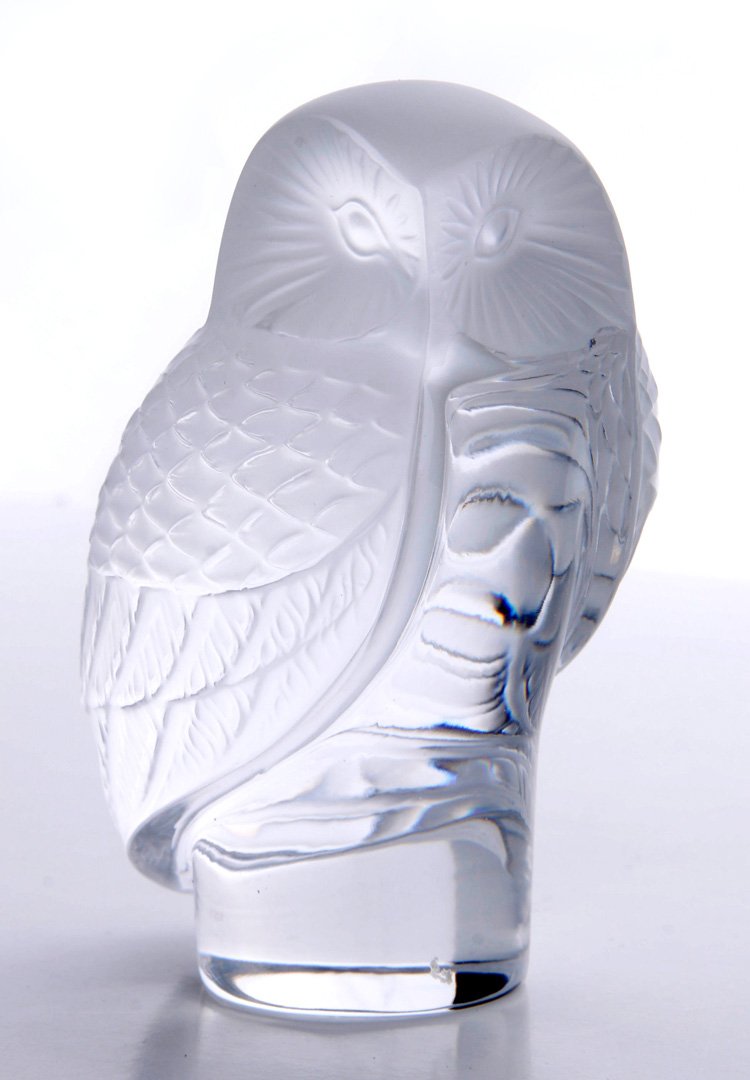 A LALIQUE FRENCH CRYSTAL FIGURE OF AN OWL (1 of 9)