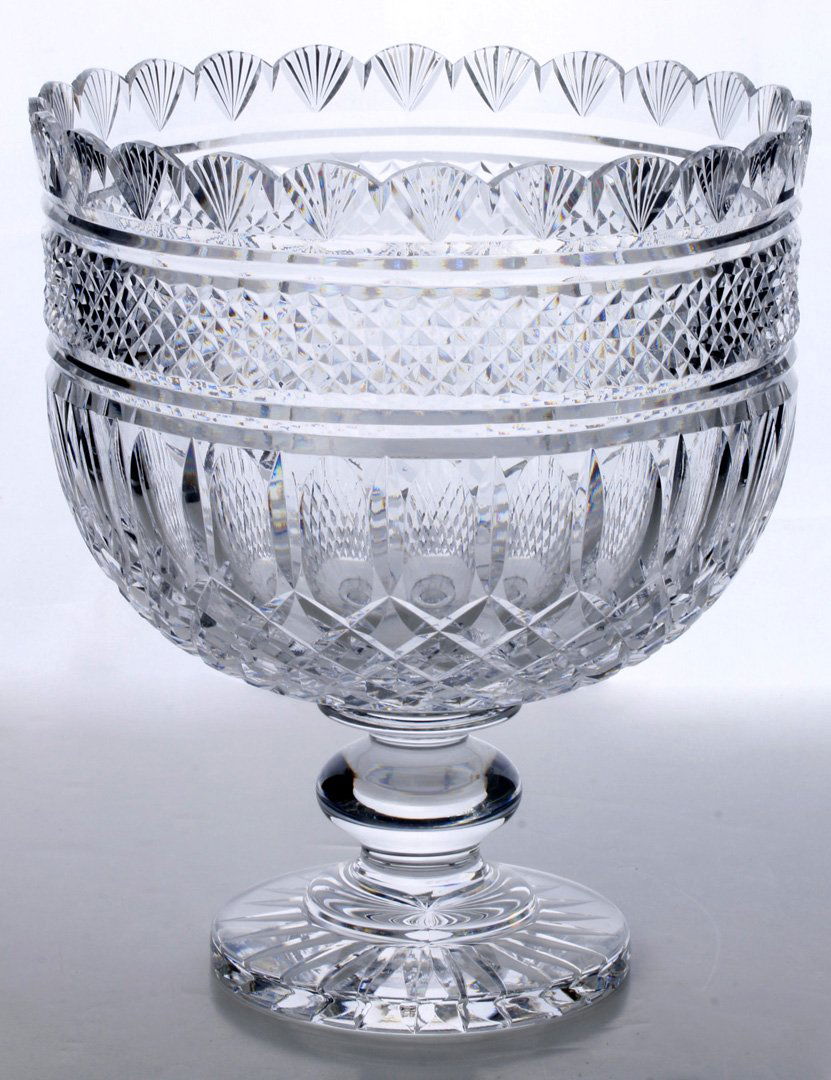 A LARGE WATERFORD CUT CRYSTAL PUNCH BOWL