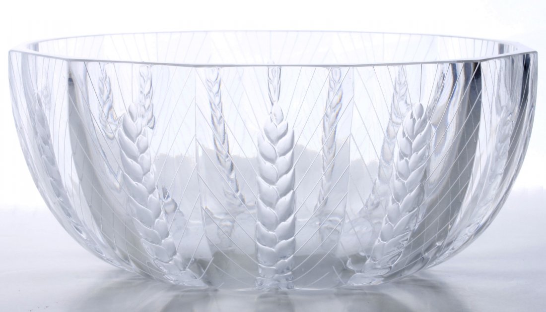 A LALIQUE FRENCH CRYSTAL 'CERES' WHEAT BOWL (1 of 6)