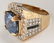 A GENT'S 14K DIAMOND AND CEYLON SAPPHIRE RING - 3