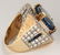 A GENT'S 14K DIAMOND AND CEYLON SAPPHIRE RING - 5