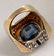 A GENT'S 14K DIAMOND AND CEYLON SAPPHIRE RING - 7