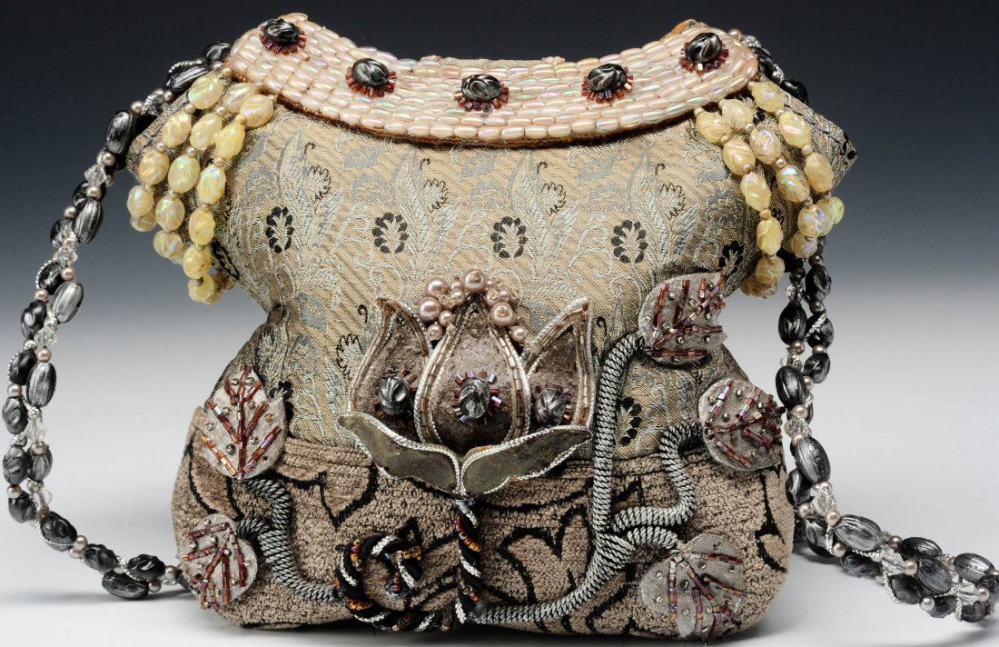 SILVER BROCADE MARY FRANCES PURSE (1 of 10)