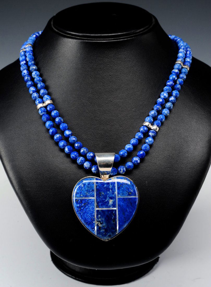 INLAID LAPIZ LAZULI HEART PENDANT IN STERLING (1 of 9)