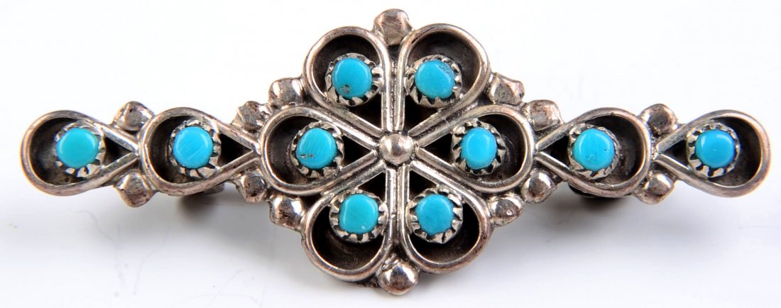 STERLING WOLF PENDANT AND TURQUOISE BROOCH (1 of 10)