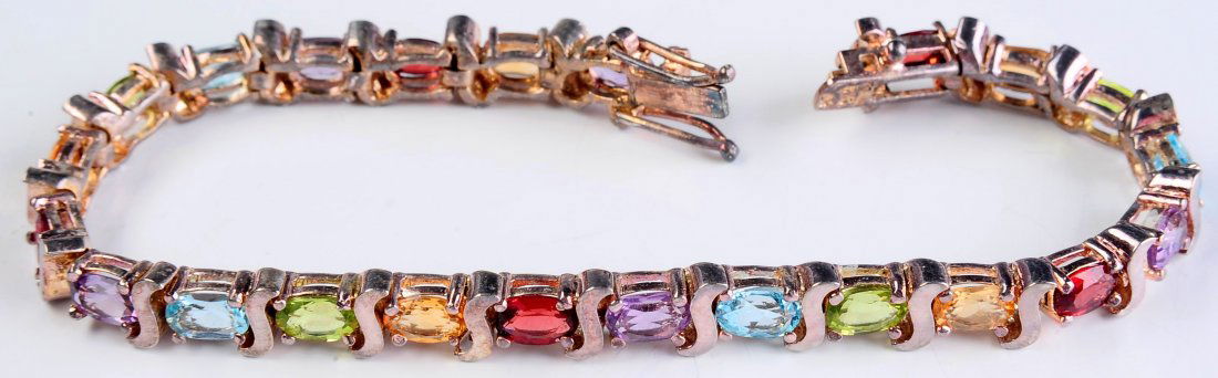 FIVE STERLING BRACELETS WITH GEMS (1 of 6)