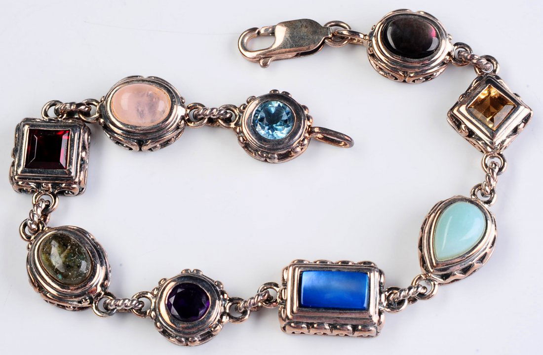 FIVE STERLING BRACELETS WITH SEMIPRECIOUS (1 of 6)