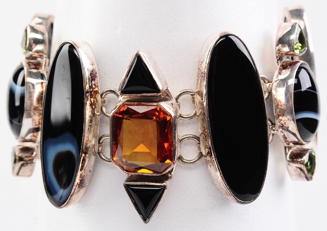 CHARLES ALBERT DESIGNER ONYX AND STERLING BRACELET (1 of 10)