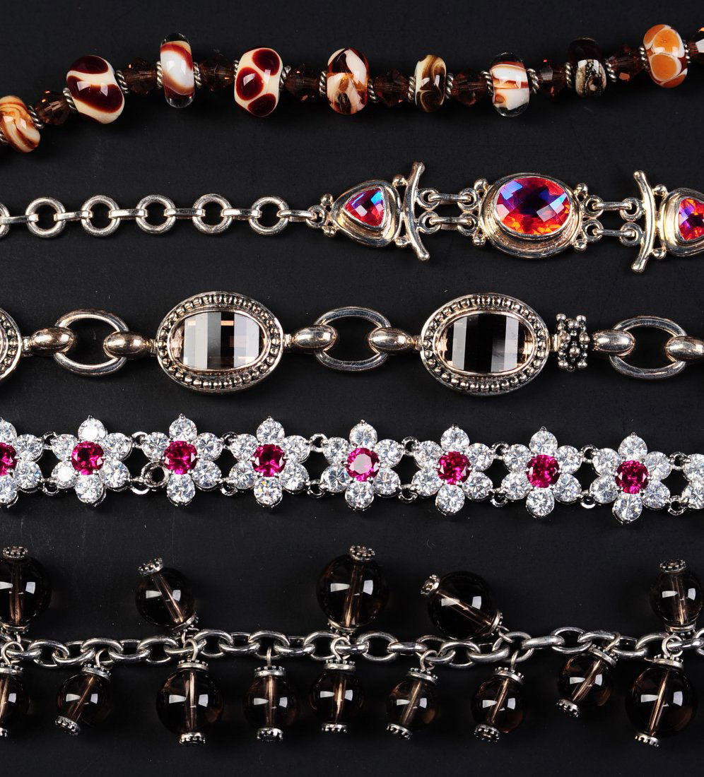 FIVE STERLING BRACELETS, LAMPWORK BEADS AND MORE (1 of 10)