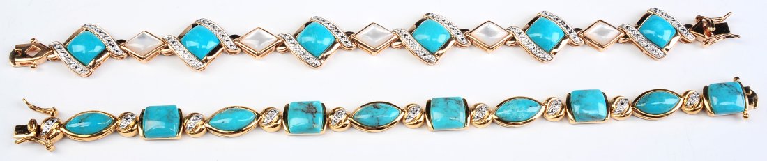 TWO STERLING AND TURQUOISE BRACELETS (1 of 7)