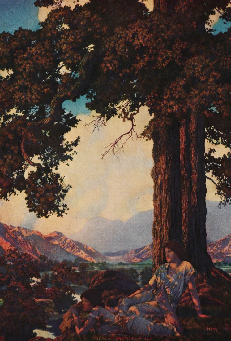 M.PARRISH PRINT TITLED 'THY WOODS AND TEMPLED HILLS' (1 of 8)