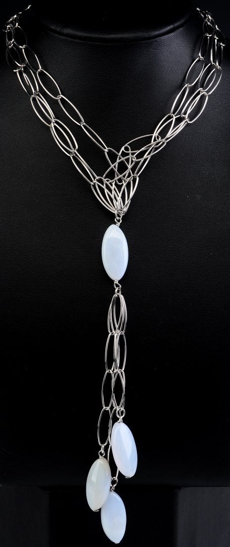 THREE STERLING FASHION NECKLACES (1 of 8)