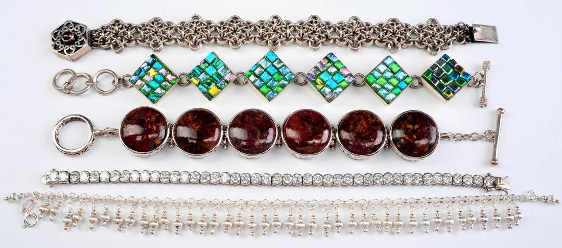 STERLING CHAIN MAIL BRACELET, PLUS FOUR MORE (1 of 9)