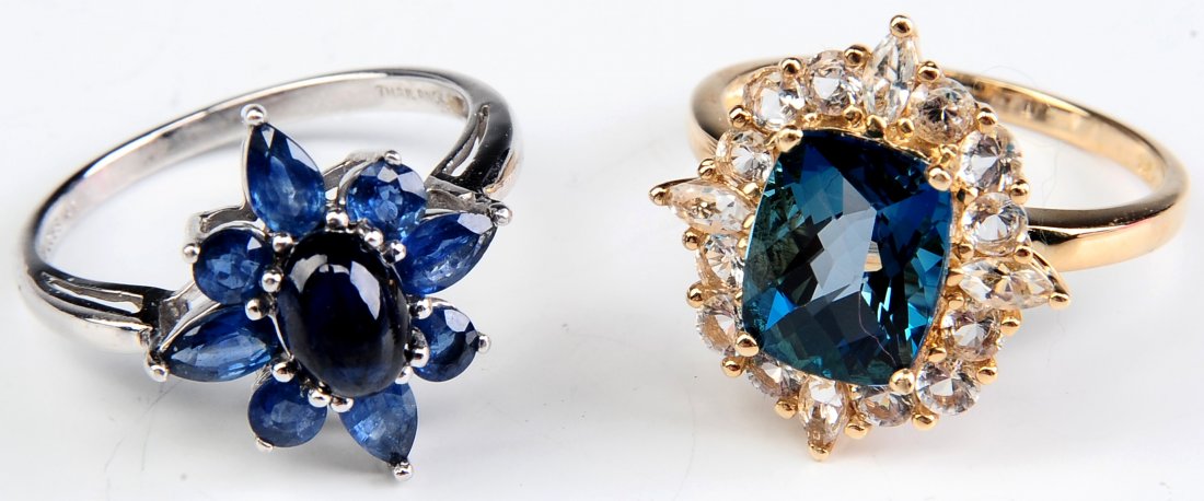 TWO 14K GOLD LADIES' FASHION RING WITH GEMSTONES (1 of 8)