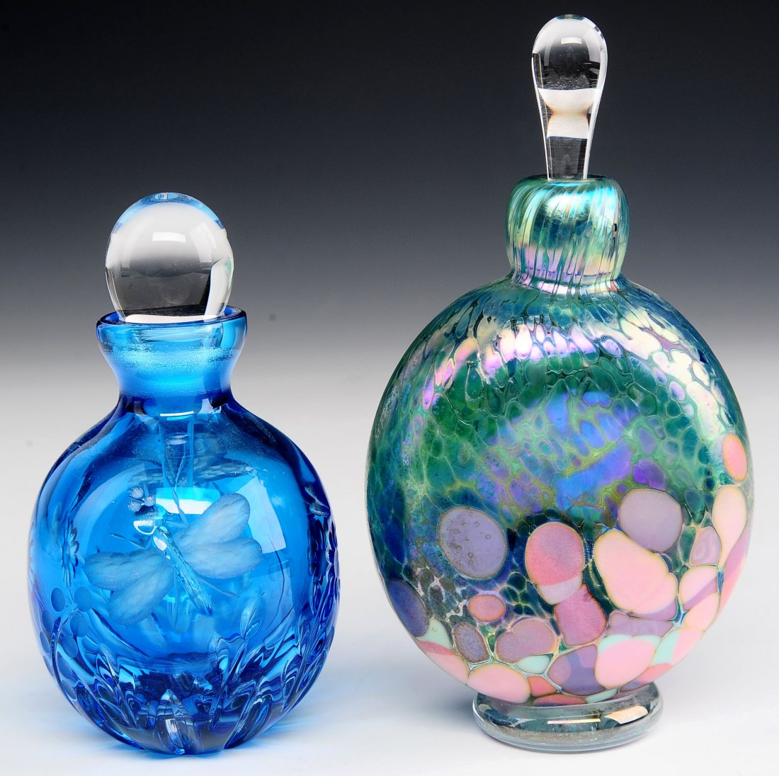 TWO STUDIO ART GLASS PERFUME BOTTLES (1 of 10)