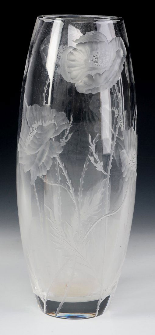 TWO DECORATED CRYSTAL VASES (1 of 10)