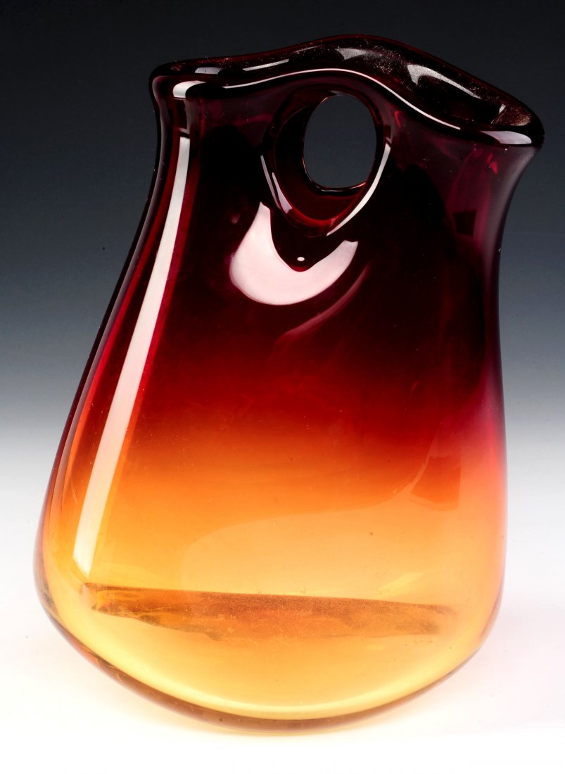 AMBERINA STUDIO GLASS VASE SIGNED ANN CORCORAN (1 of 9)