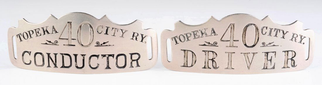 TOPEKA CITY RAILWAY CAP BADGES, CONDUCTOR, DRIVER (1 of 10)
