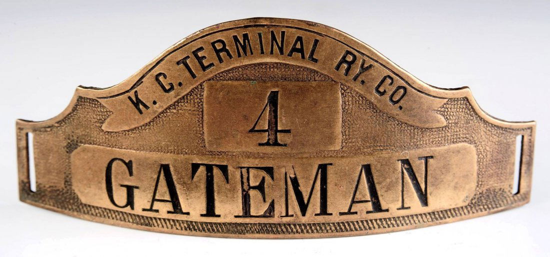 K.C. TERMINAL RAILWAY CO. GATEMAN CAP BADGE (1 of 6)