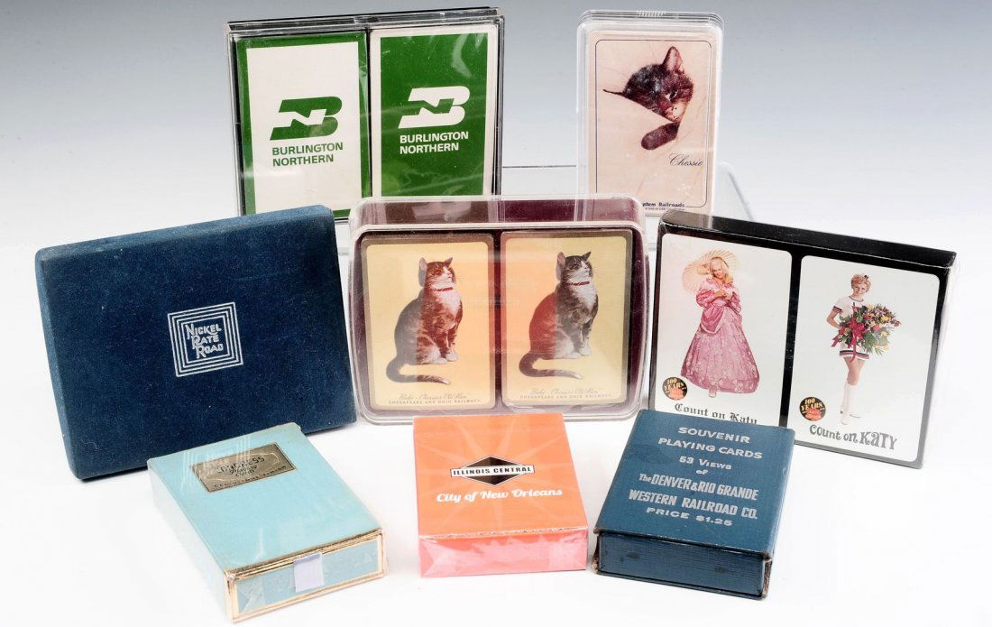 LOT OF EIGHT RAILROAD RELATED PLAYING CARD SETS (1 of 9)