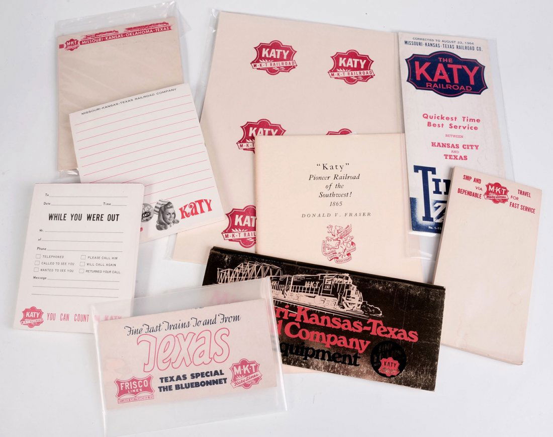 MKT & THE KATY RAILROAD NOTEPADS AND RELATED: Also includes a copy of the 'Katy: Pioneer Railroad of the Southwest! 1865' pamphlet by Donald V. Fraser.
