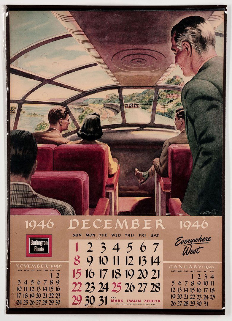1946 BURLINGTON ROUTE RAILROAD WALL CALENDAR (1 of 4)