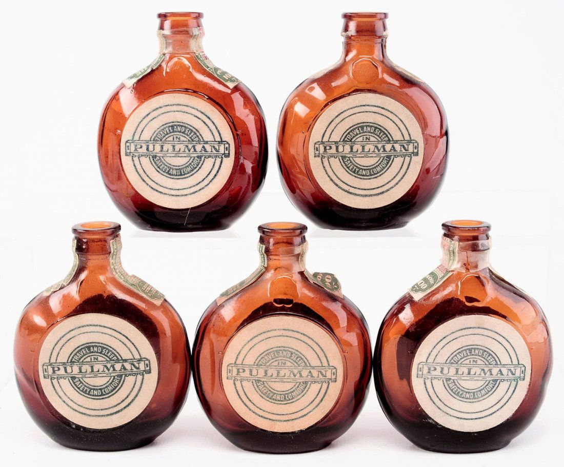 FIVE PULLMAN 'OLD FORESTER' MINIATURE WHISKEY BOTTLES (1 of 9)