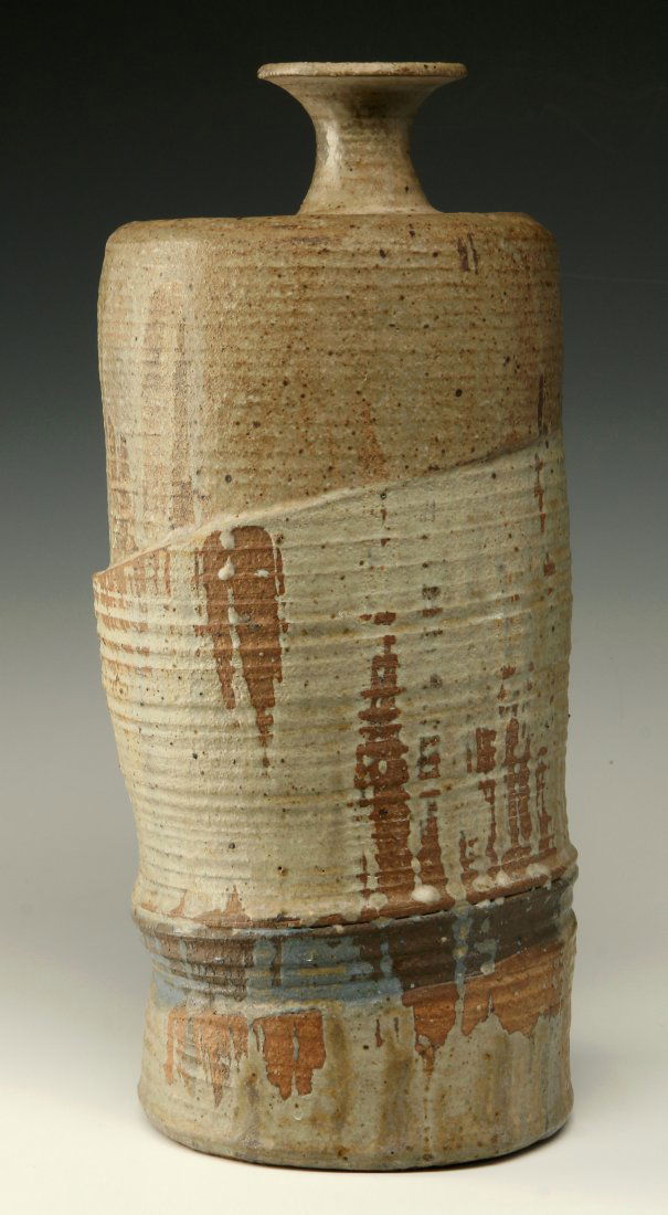 A WHEEL THROWN AND CUT STUDIO POTTERY VASE C. 1965 (1 of 10)