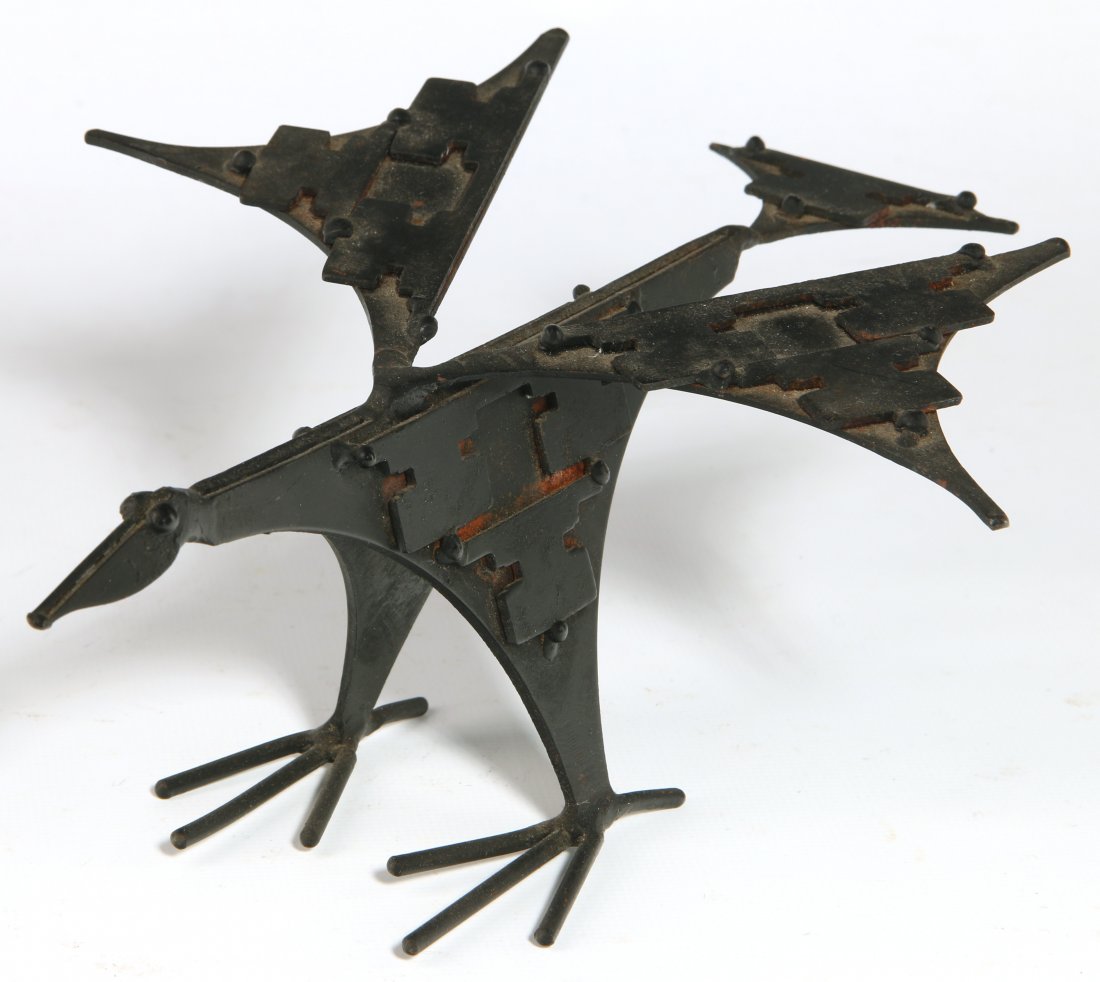 A SMALL IRON BIRD SCULPTURE STYLE OF JOHN RISLEY (1 of 7)
