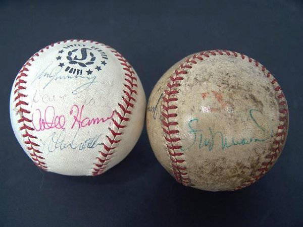 Two Signed Baseballs: Musial Staley Chalk Two Signed Baseballs: Musial Staley Chalk