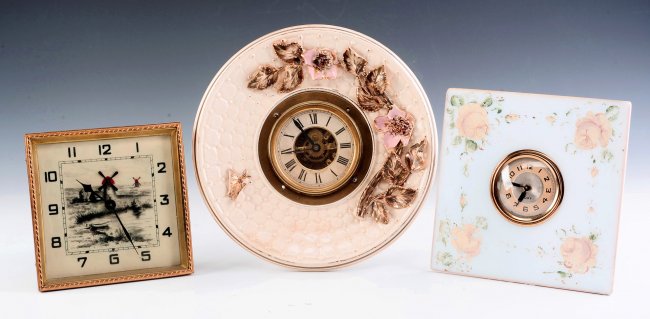 ANTIQUE NOVELTY CLOCKS – ONE WITH ANIMATION – ONE LUX