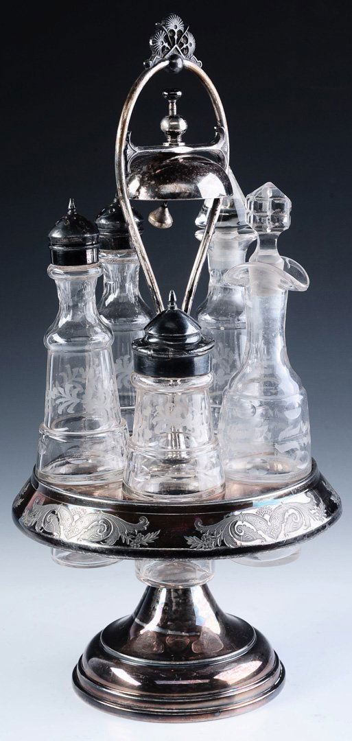 WILCOX SILVER ANTIQUE DINNER CASTOR WITH SERVANT'S BELL (1 of 10)