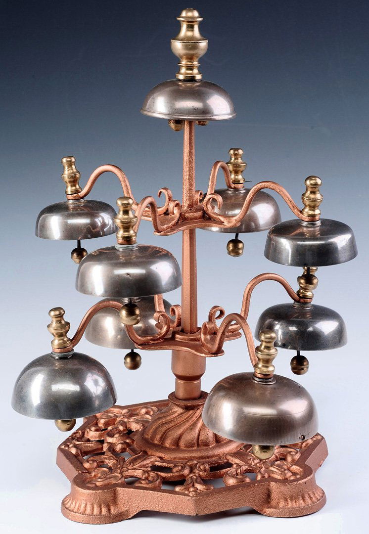 A THREE TIER, NINE BELL ARRANGEMENT OF HARNESS BELLS (1 of 9)