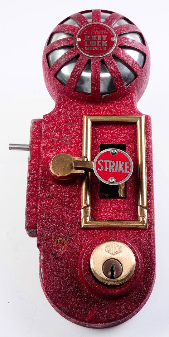 CIRCA 1950 CRINKLE FINISH EMERGENCY EXIT LOCK SYSTEM (1 of 9)