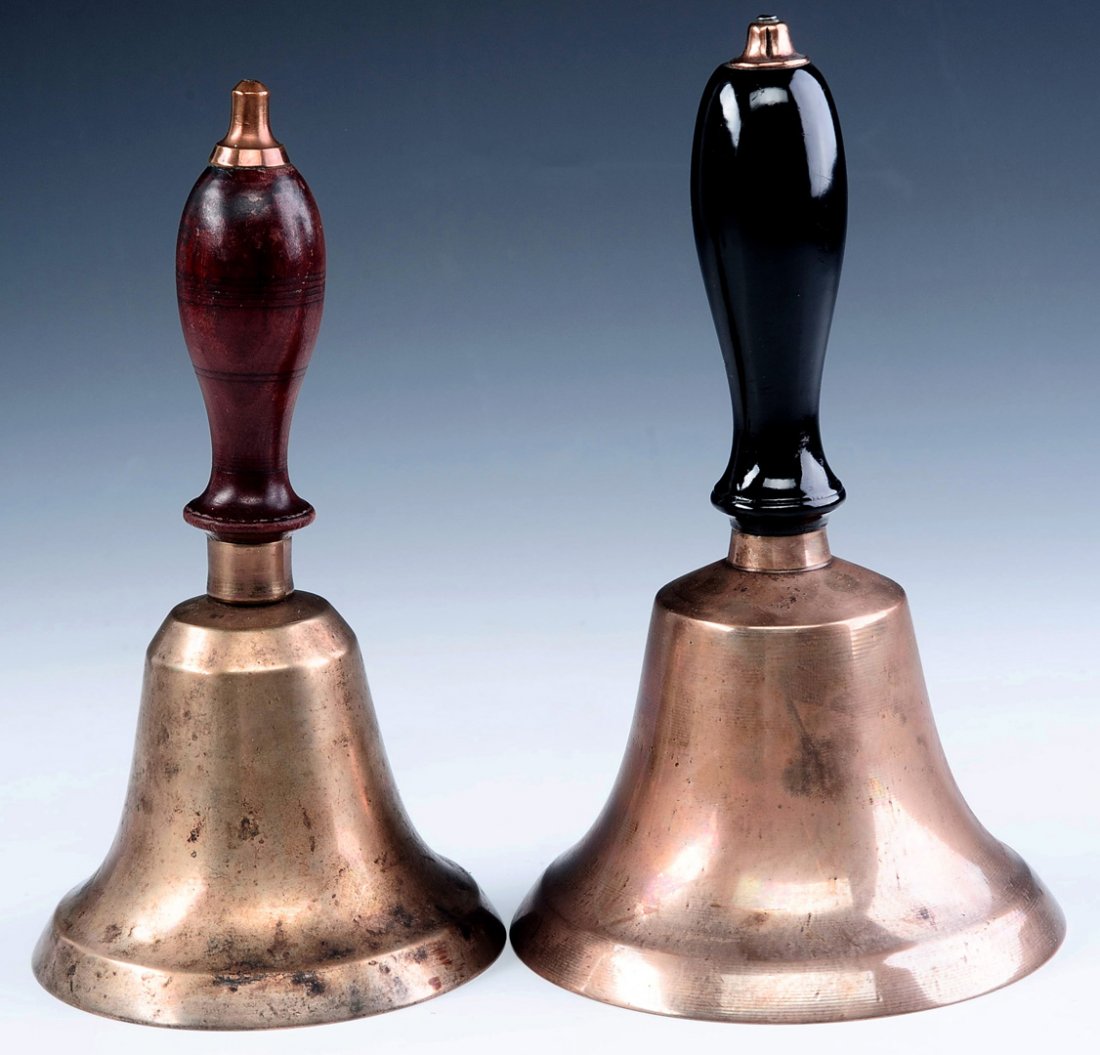 TWO ANTIQUE HAND SCHOOL BELLS (1 of 8)