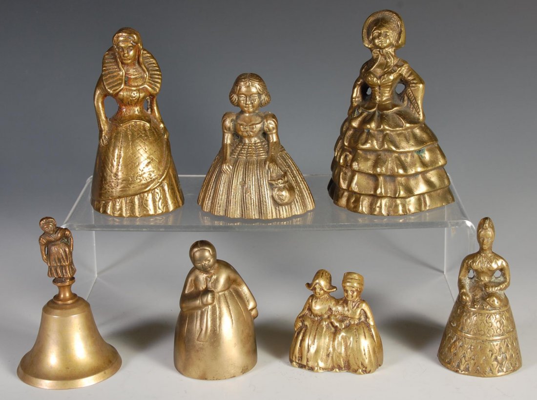 SEVEN BRASS FIGURAL LADY BELLS (1 of 3)