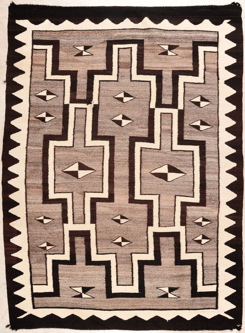 A TWO GRAY HILLS STORM PATTERN NAVAJO RUG