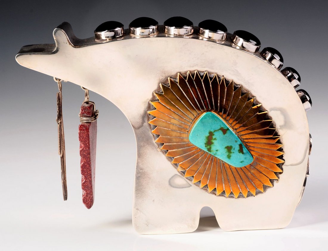 ANDY MARION STERLING SILVER SCULPTURE WITH TURQUOISE (1 of 10)