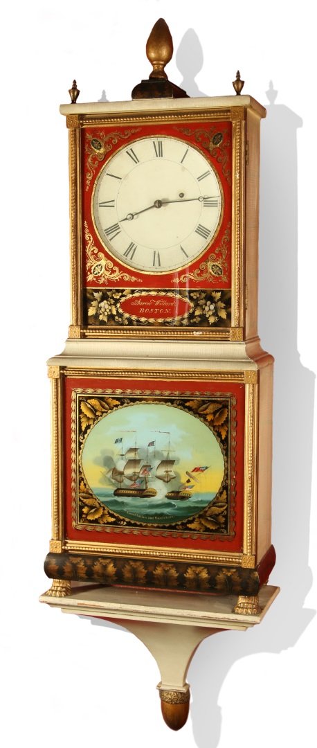 A 19TH C. DISH DIAL BRIDE'S CLOCK SIGNED AARON WILLARD (1 of 10)