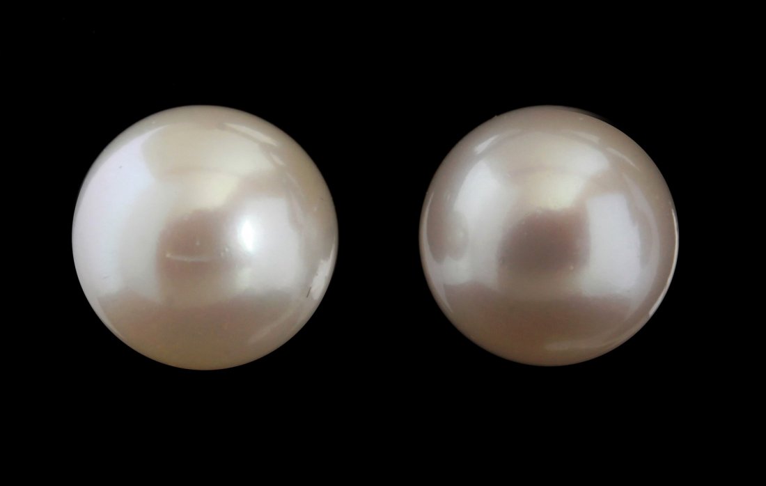 PAIR 14K CULTURED PEARL PIERCED EARRINGS (1 of 3)