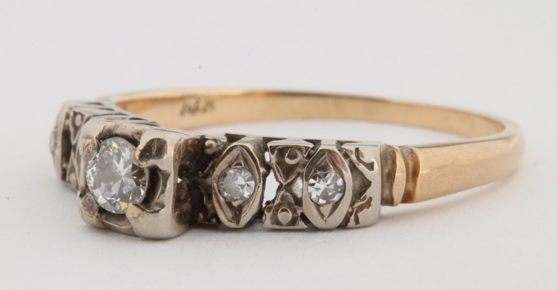 ANTIQUE LADIES TWO-TONE 14K GOLD ENGAGEMENT RING (1 of 7)