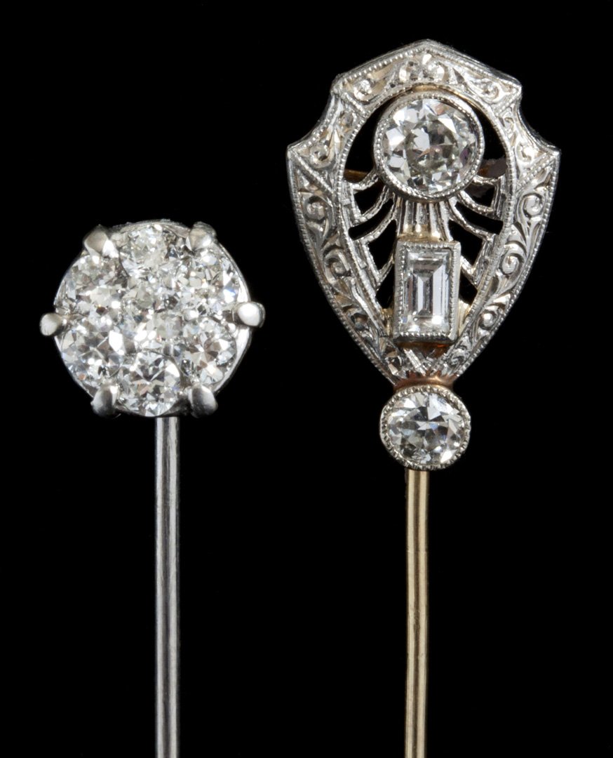 TWO GOLD AND DIAMOND STICK PINS (1 of 7)