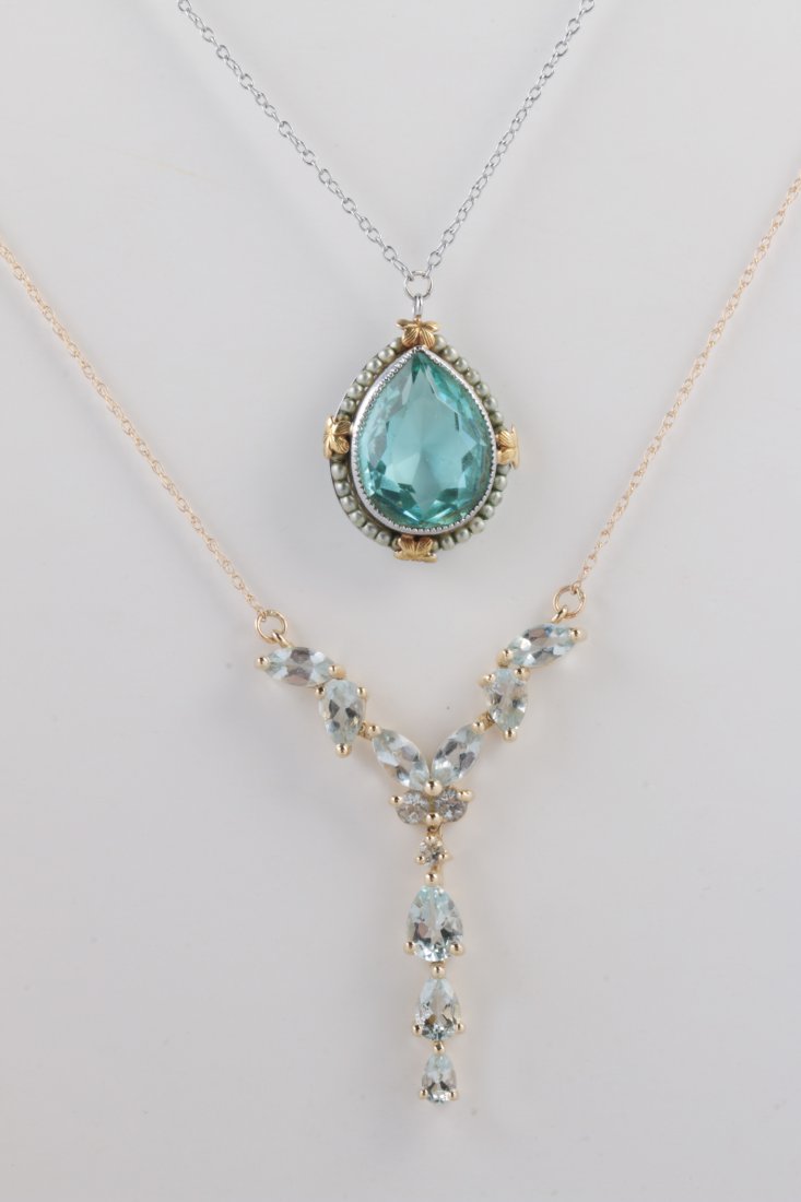 TWO GOLD PENDANTS WITH GEMSTONES (1 of 6)