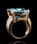 A LARGE FINE 14K AQUAMARINE AND DIAMOND RING - 2