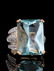 A LARGE FINE 14K AQUAMARINE AND DIAMOND RING - 6