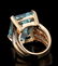 A LARGE FINE 14K AQUAMARINE AND DIAMOND RING - 7