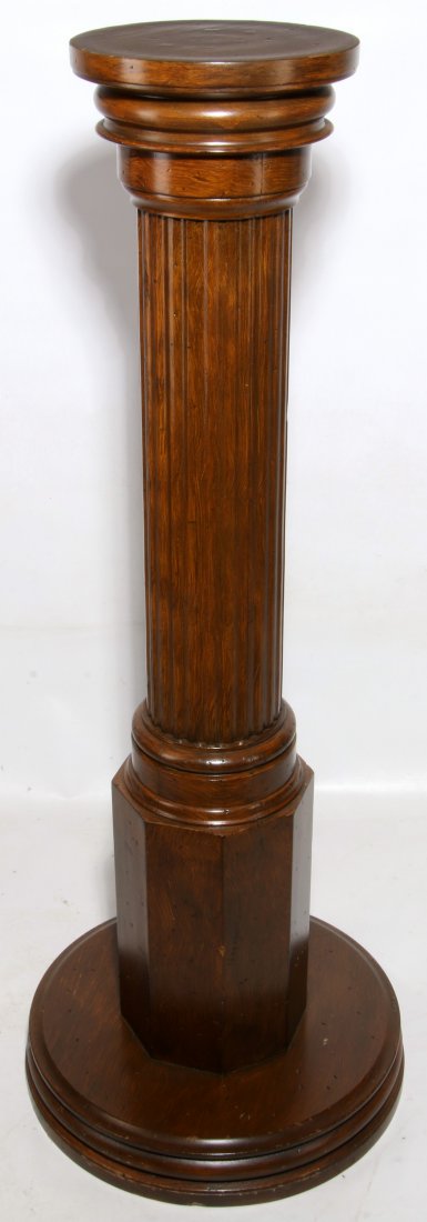 A LATE 20TH CENTURY COLUMNAR FORM WOOD PEDESTAL (1 of 9)