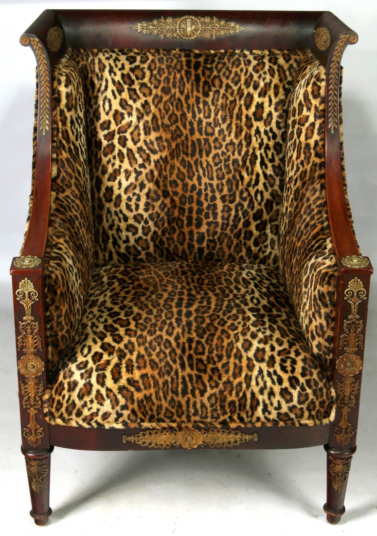 A LATE 19TH C. EMPIRE STYLE GILT BRONZE MOUNTED BERGERE (1 of 10)