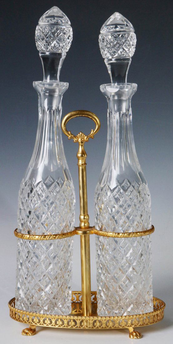 A PAIR OF FINE CUT FRENCH CRYSTAL BOTTLES IN ORMOLU (1 of 9)